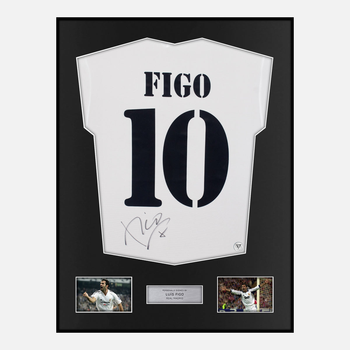 Framed Figo Signed Real Madrid Shirt Home [Classic] — Verified autograph with NFC and certificate | The Vault