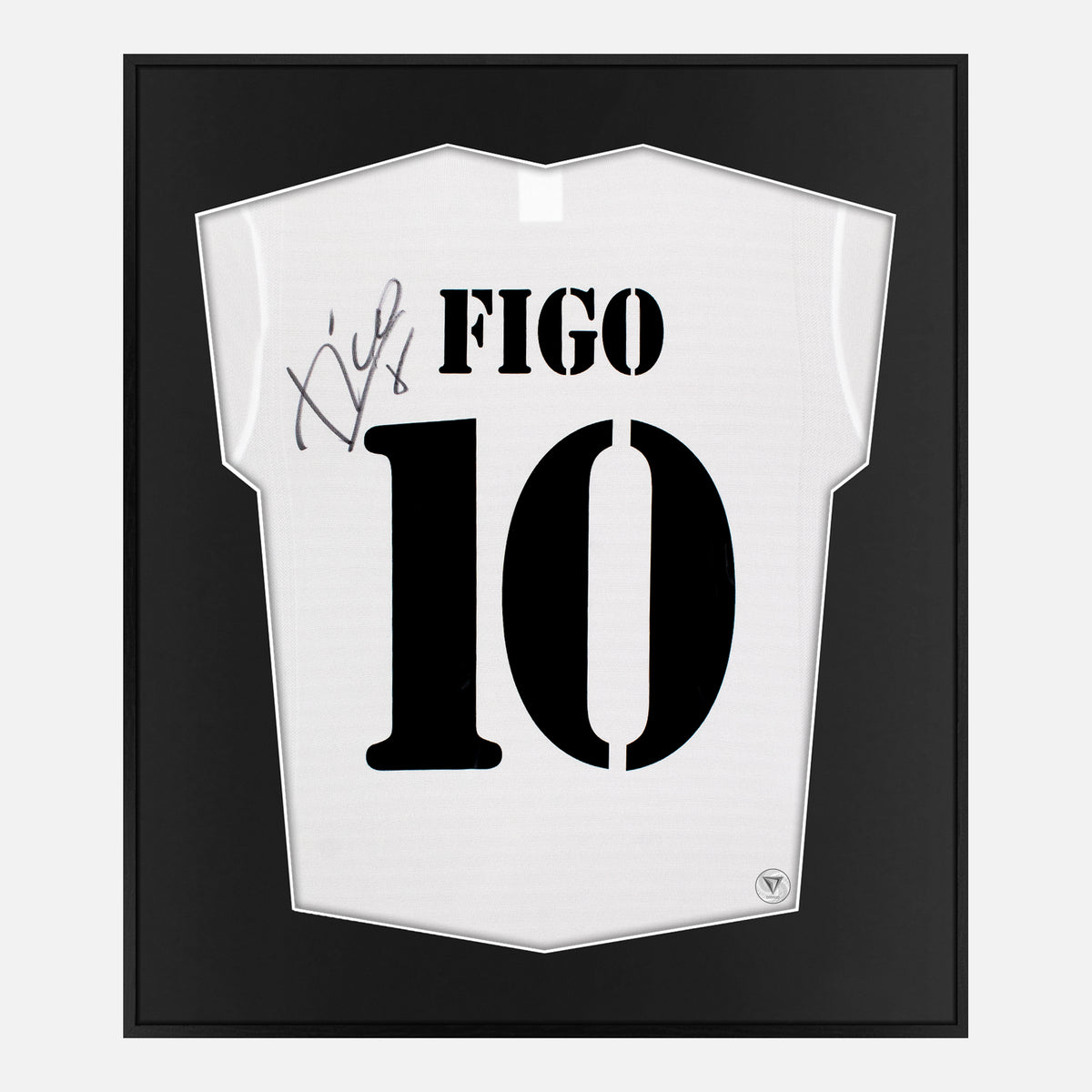 Framed Luis Figo Signed Shirt, Real Madrid, 10 [Lite] — Authentic signature with NFC and COA | The Vault