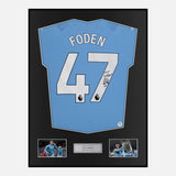 Framed Phil Foden Signed Manchester City Shirt Home 47 [Classic]