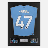 Framed Phil Foden Signed Manchester City Shirt Home 47 [Classic]