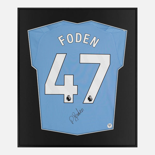 Framed Phil Foden Signed Shirt, Man City Home New [Lite]