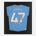 Framed Phil Foden Signed Shirt, Man City Home [Lite]