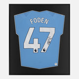 Framed Phil Foden Signed Shirt, Man City Home [Lite]