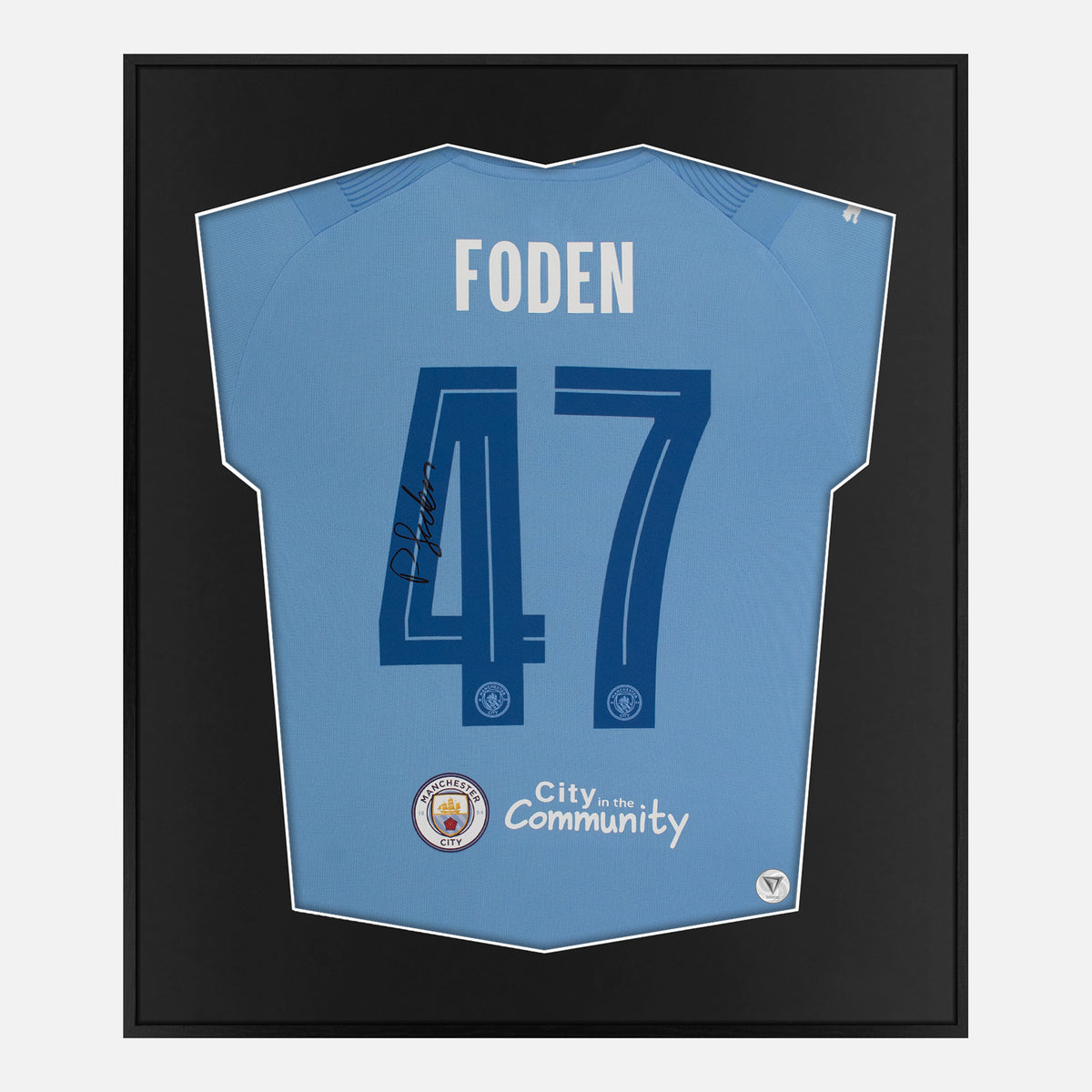 Framed Foden Signed Shirt, Manchester City Home [Lite] — Authentic signature with NFC and COA | The Vault