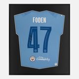 Framed Foden Signed Shirt, Manchester City Home [Mini]