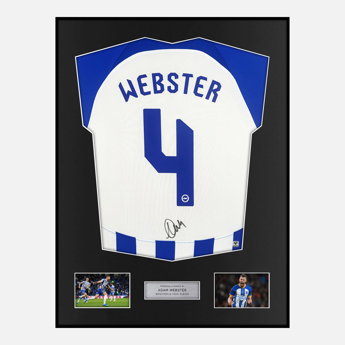 Framed Adam Webster Signed Brighton Shirt Home 2023-24 [Classic] — Verified autograph with NFC and certificate | The Vault