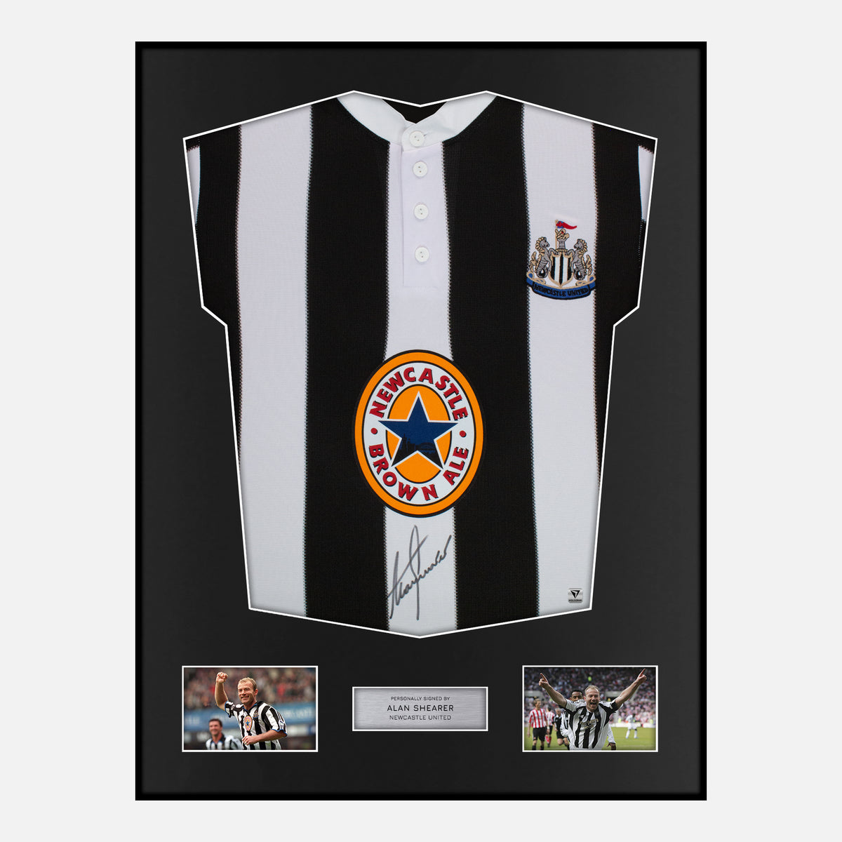 Framed Alan Shearer Signed Newcastle United Shirt 1995-97 Front [Classic] — Verified autograph with NFC and certificate | The Vault
