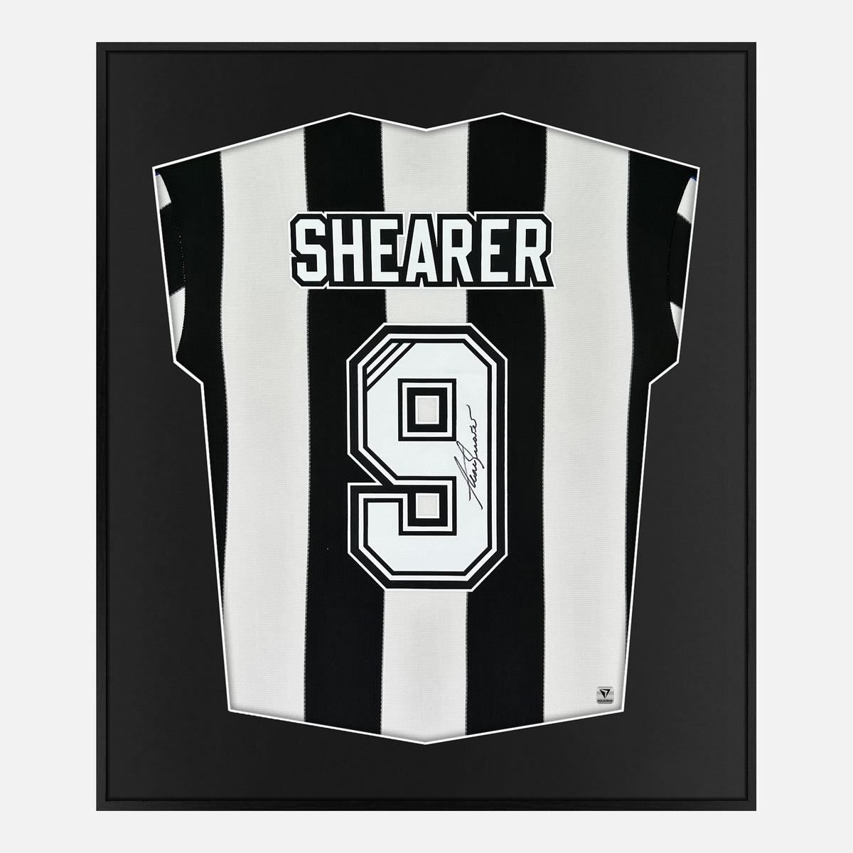 Framed Shearer Signed Newcastle United Shirt, Retro Home [Lite] — Authentic signature with NFC and COA | The Vault