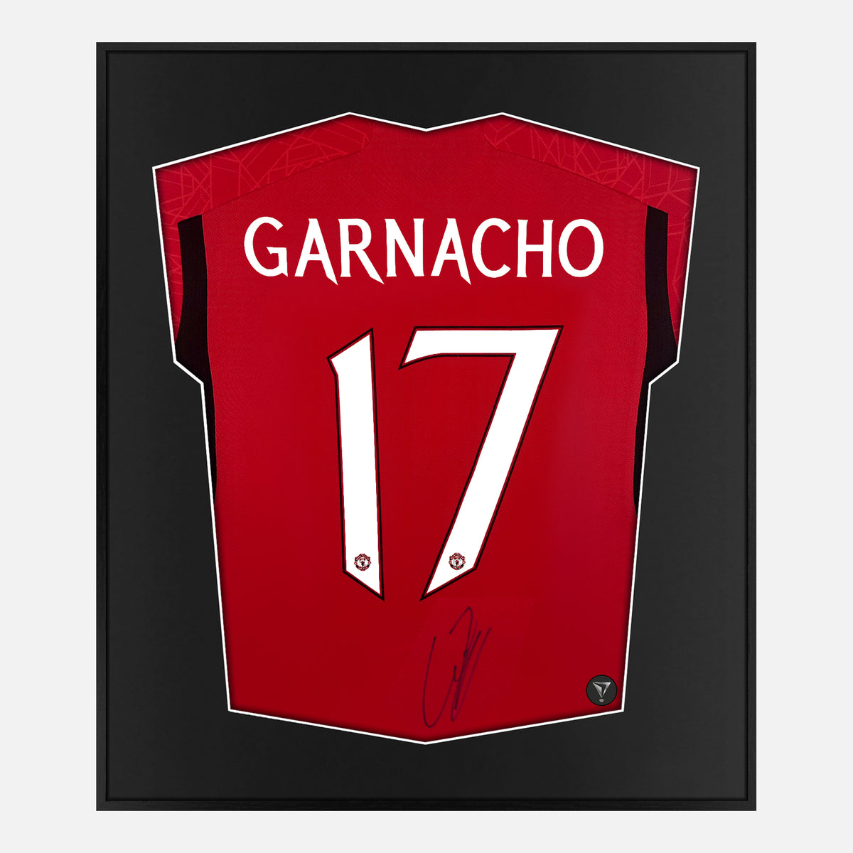 Framed Garnacho Signed Manchester United Shirt, FA Cup Winner [Lite] — Lite framed Manchester United shirt signed by Alejandro Garnacho | The Vault