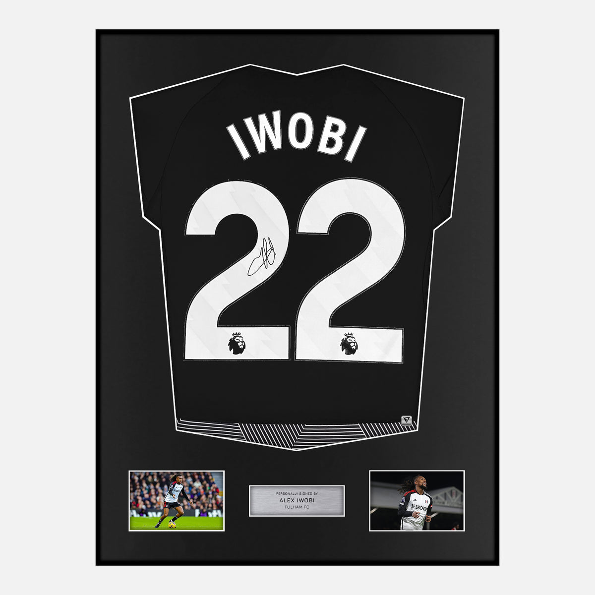 Framed Alex Iwobi Signed Fulham Shirt 2023-24 Third away [Classic] — Verified autograph with NFC and certificate | The Vault