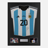 Framed Mac Allister Signed Argentina Shirt 2022 World Cup Winners [Modern]