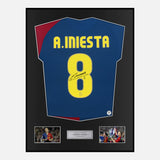 Framed Andrés Iniesta Signed Barcelona Shirt 2008-09 Treble [Classic]