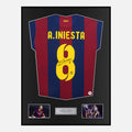 Framed Andrés Iniesta Signed Barcelona Shirt 2014-15 Treble [Classic]