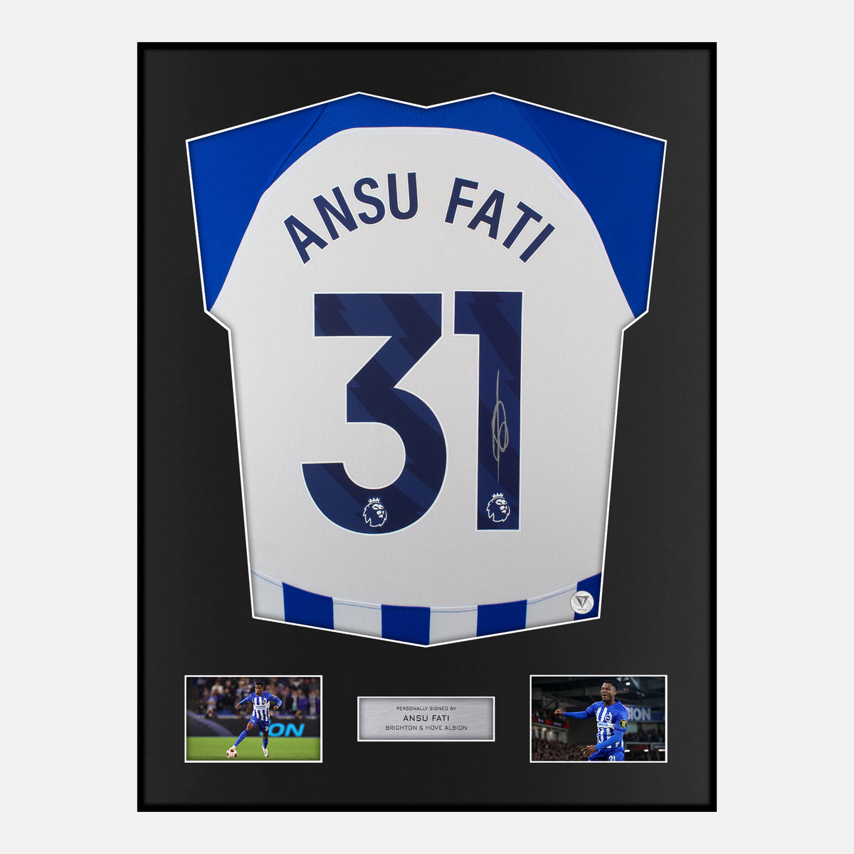 Framed Ansu Fati Signed Brighton Shirt Home 2023-24 [Classic] — Verified autograph with NFC and certificate | The Vault