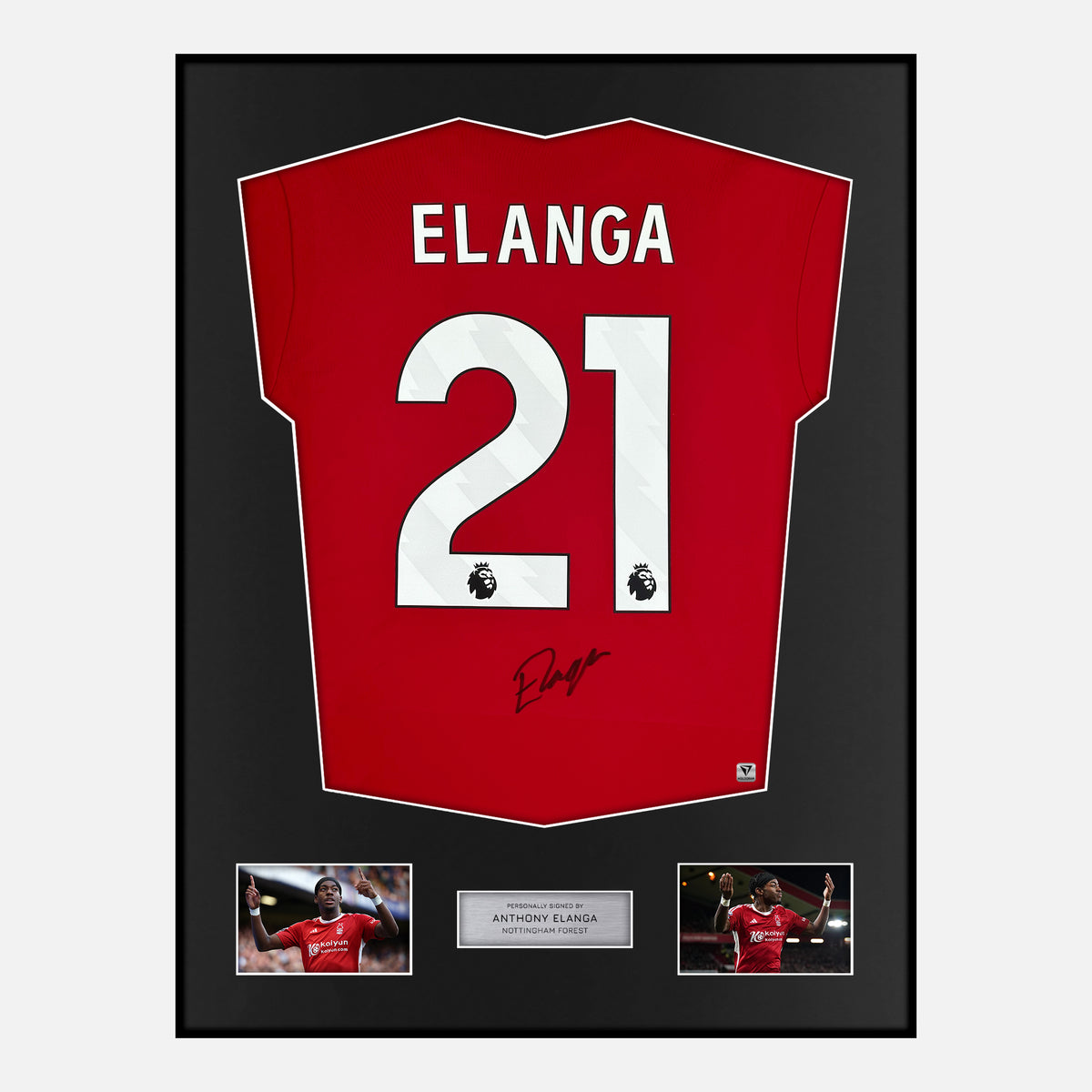 Framed Anthony Elanga Signed Nottingham Forest Shirt Home Red [Classic] — Verified autograph with NFC and certificate | The Vault
