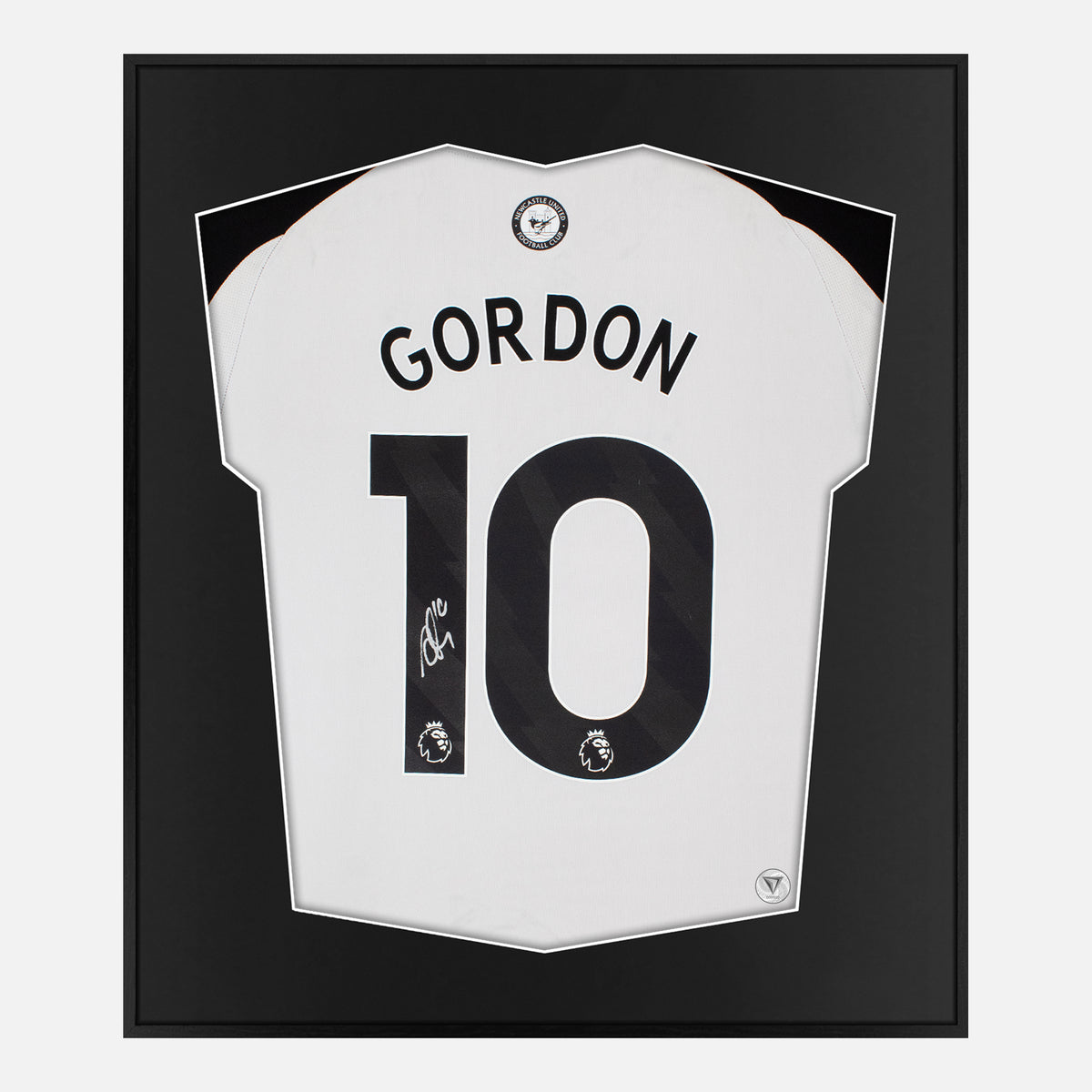 Framed Anthony Gordon Signed Shirt, Newcastle United Home [Lite] — Authentic signature with NFC and COA | The Vault