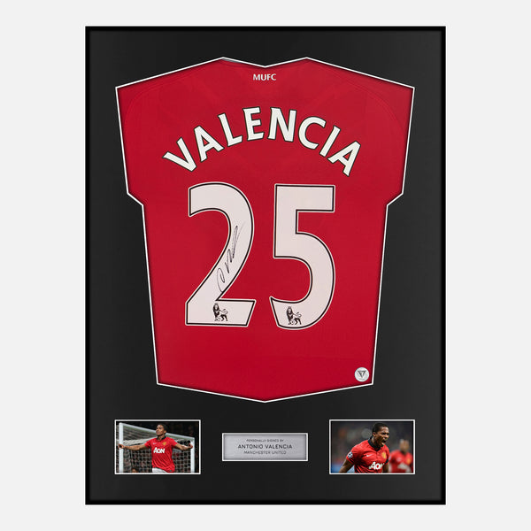 Framed Antonio Valencia Signed Manchester United Shirt 2010-11 Home [Classic]