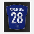 Framed Azpilicueta Signed Chelsea Shirt, Home Blue 2020-21 [Lite]