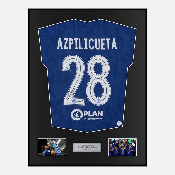 Framed Cesar Azpilicueta Signed Chelsea Shirt 2021 CL Winners [Classic]