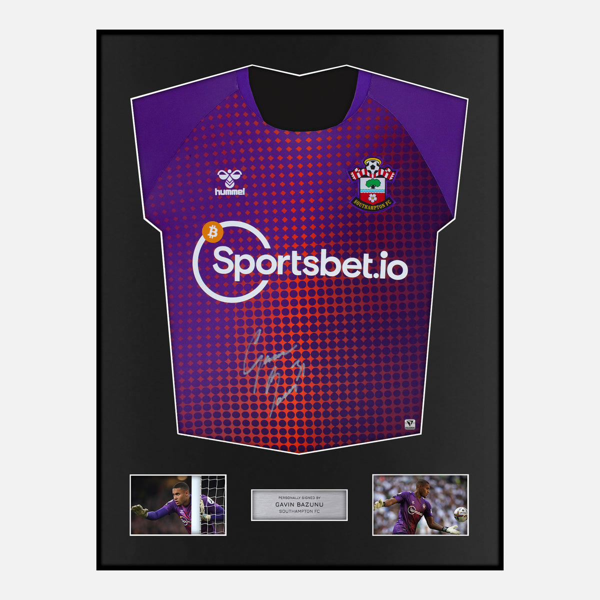 Framed Gavin Bazunu Signed Southampton Shirt 2022-23 Goalkeeper [Classic] — Verified autograph with NFC and certificate | The Vault