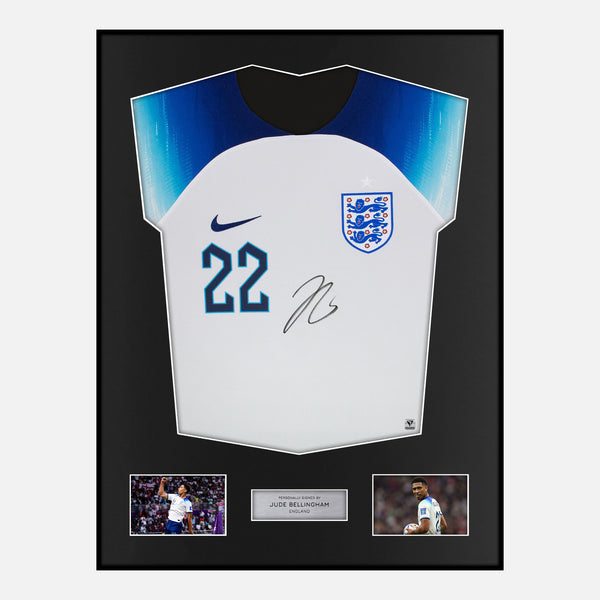 Framed Jude Bellingham Signed England Shirt 2022 World Cup [Modern]