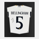 Framed Bellingham Signed Shirt, Real Madrid, Home, New [Mini]