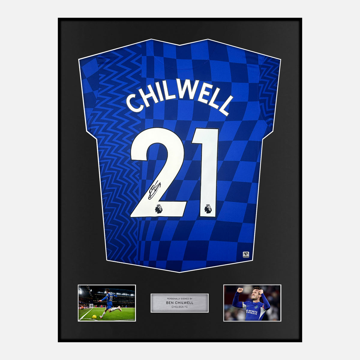 Framed Ben Chilwell Signed Chelsea Shirt 2021-22 Home [Classic] — Verified autograph with NFC and certificate | The Vault