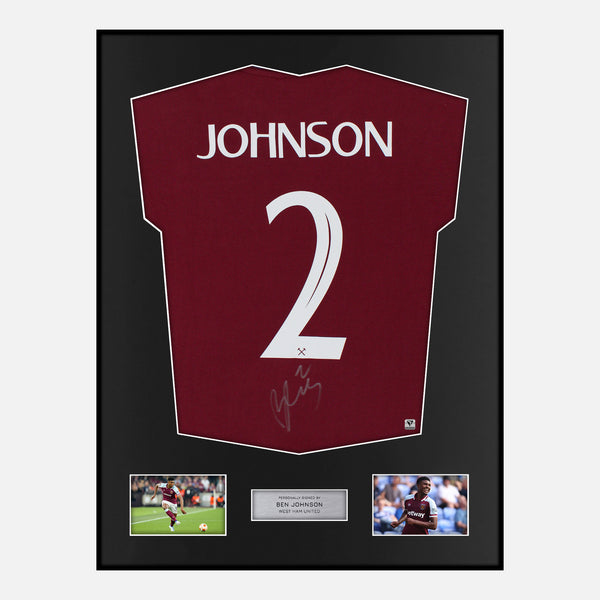 Framed Ben Johnson Signed West Ham United Shirt Fan Home [Modern]