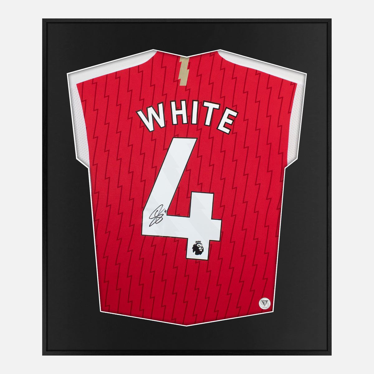 Framed Ben White Signed Arsenal Shirt, Red Home [Lite] — Authentic signature with NFC and COA | The Vault