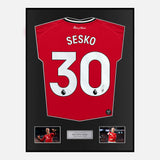 Framed Benjamin Sesko Signed Manchester United Shirt Home 2025-26 [Classic]