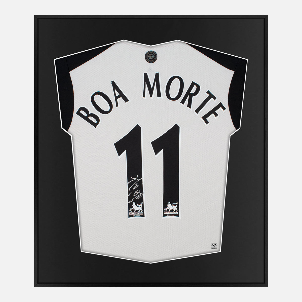 Framed Luís Boa Morte Signed Shirt, Fulham Home [Lite] — Authentic signature with NFC and COA | The Vault