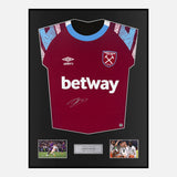 Framed Jarrod Bowen Signed West Ham United Shirt 2022-23 Home [Modern]