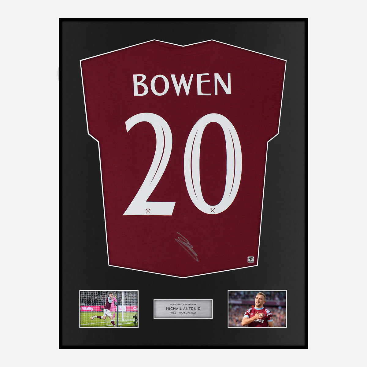 Framed Jarrod Bowen Signed West Ham United Shirt Fan Home [Classic] — Classic framed West Ham United shirt signed by Jarrod Bowen | The Vault