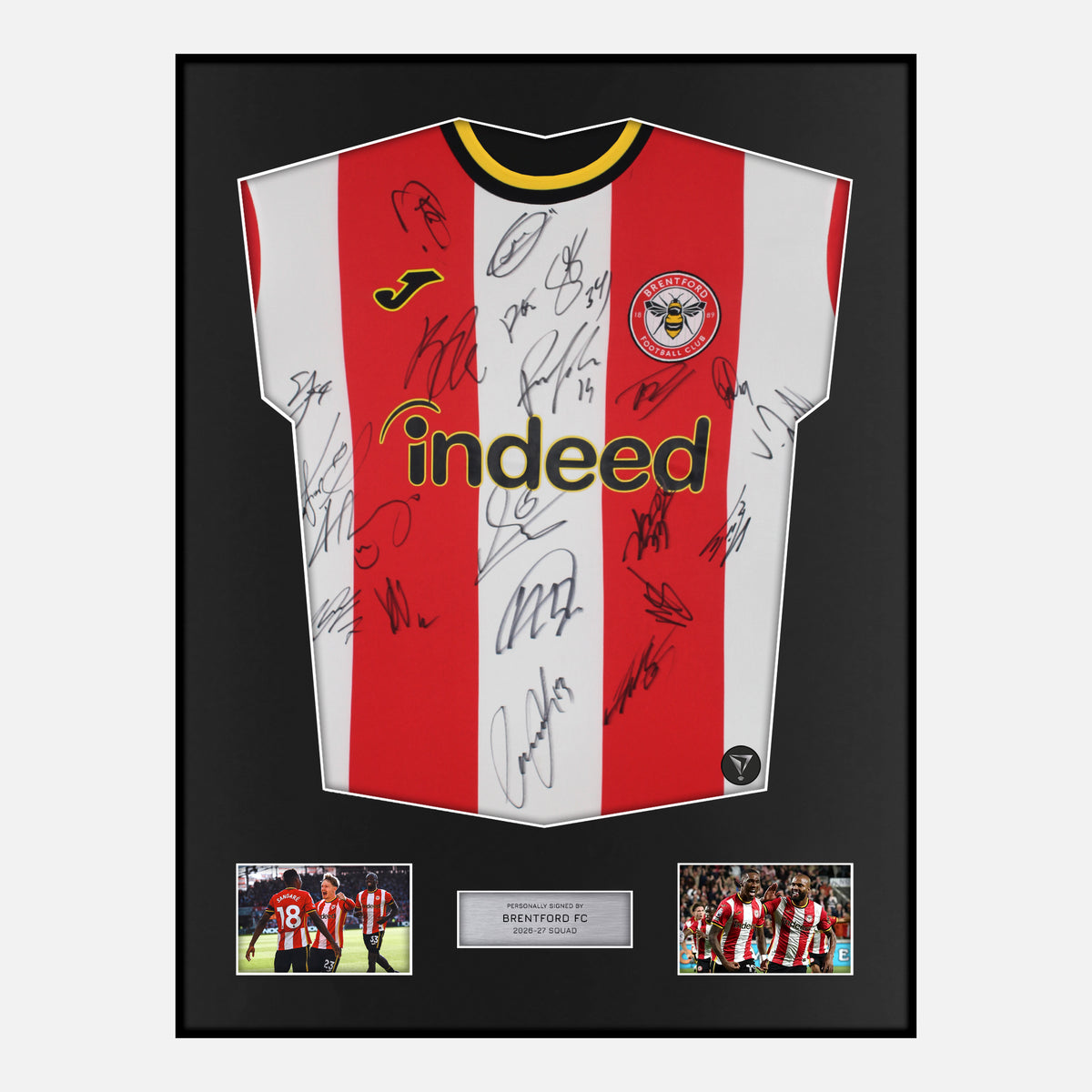 Framed Squad Signed Brentford Shirt 2026-28 Home [Classic] — Classic framed signed Brentford shirt | The Vault