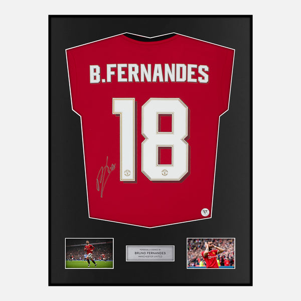 Framed Bruno Fernandes Signed Manchester United Shirt Home 2019-20 [Modern]