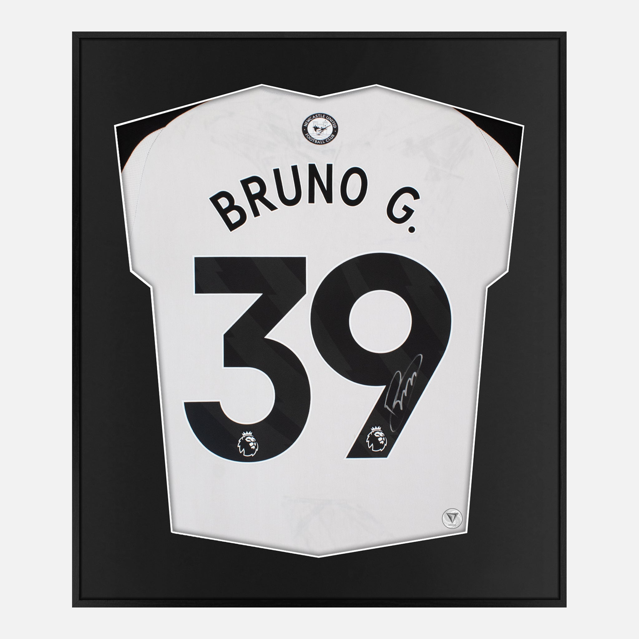 Framed Bruno Guimaraes Signed Newcastle United Shirt 202425 Home [Min