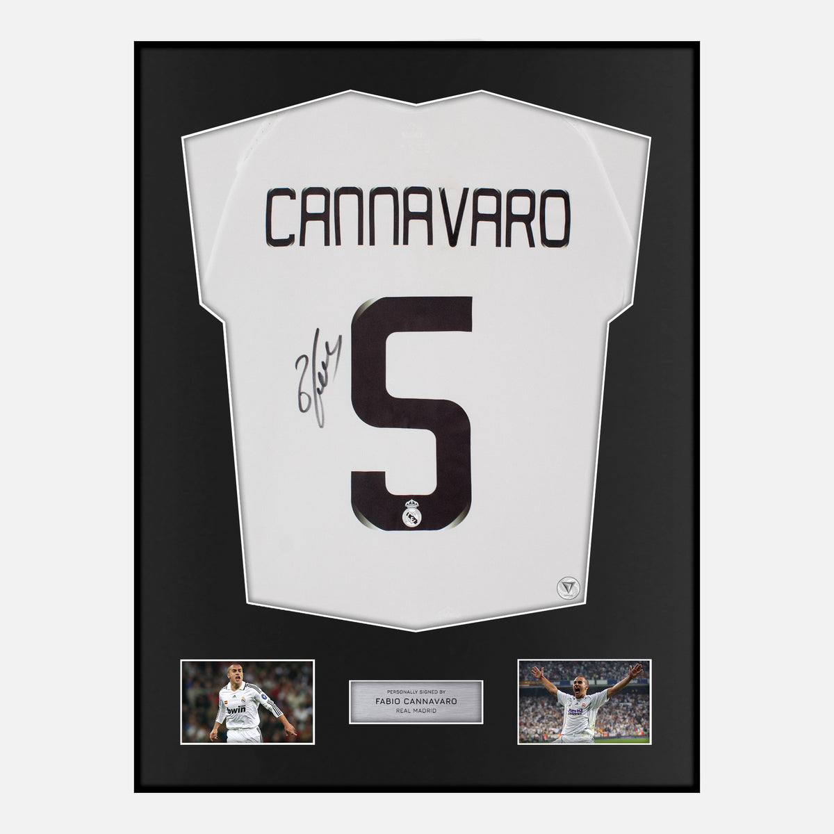 Framed Fabio Cannavaro Signed Real Madrid Shirt 2008-09 Home [Classic] — Verified autograph with NFC and certificate | The Vault