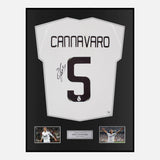 Framed Fabio Cannavaro Signed Real Madrid Shirt 2008-09 Home [Modern]