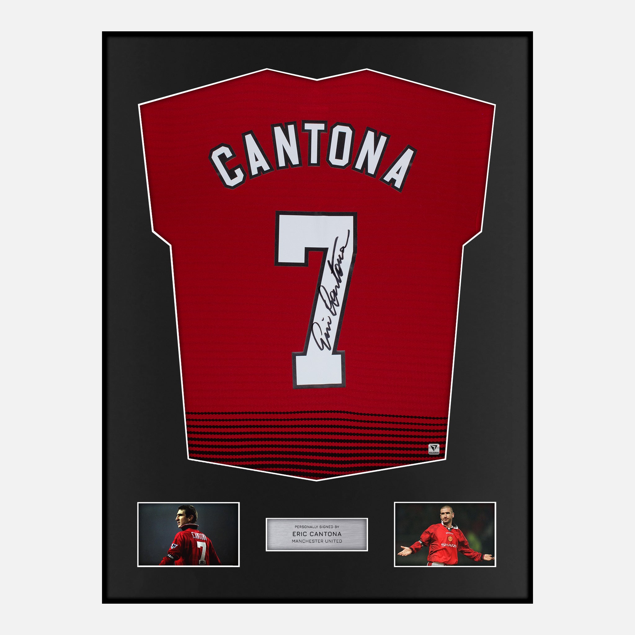Maillot de Manchester United signé par Eric Cantona. Encadré Maillot de Manchester United signé par Eric Cantona. Encadré