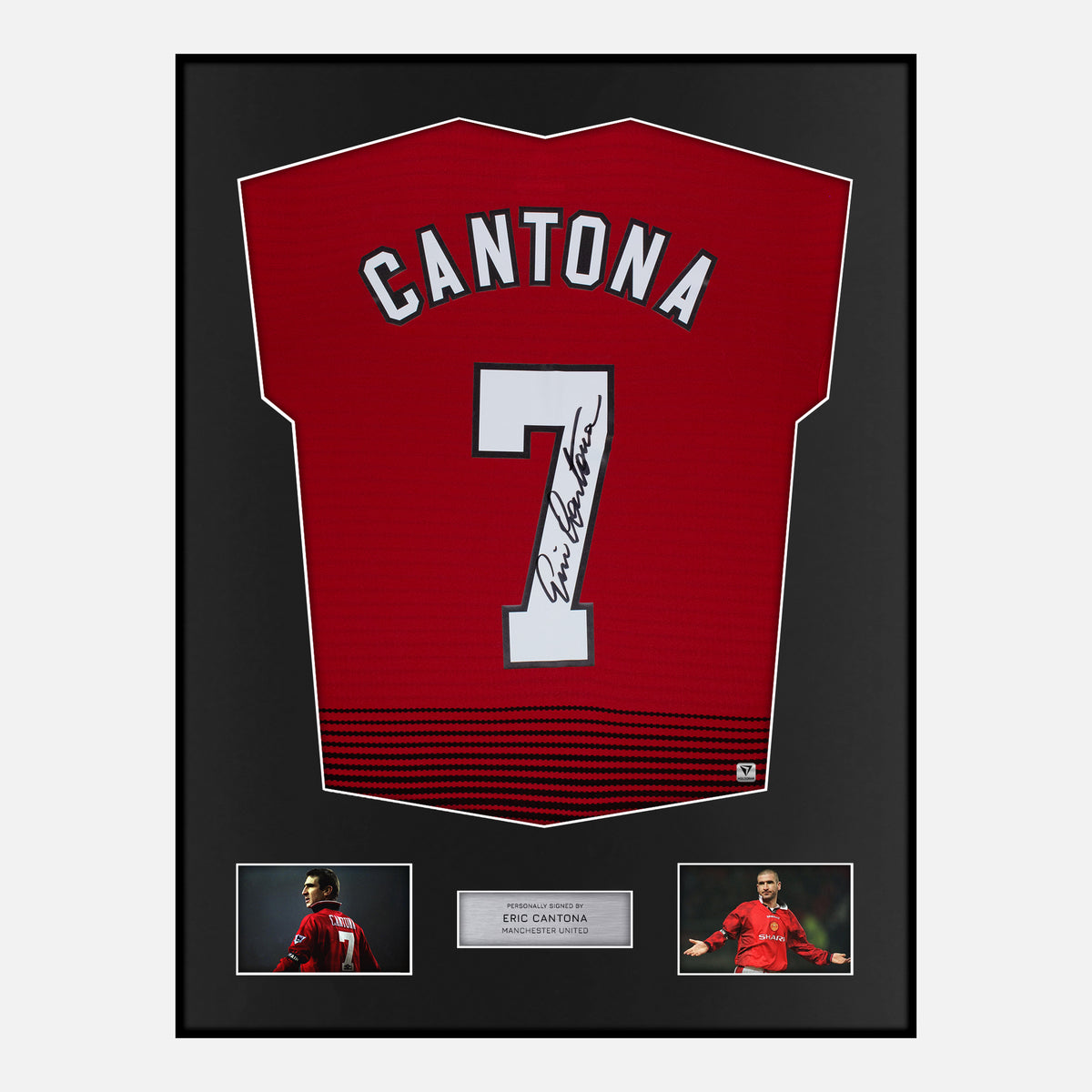 Framed Eric Cantona Signed Manchester United Shirt 2018-19 Home [Classic] — Verified autograph with NFC and certificate | The Vault