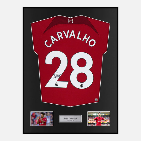 Framed Fábio Carvalho Signed Liverpool Shirt 2022-23 Home [Classic]