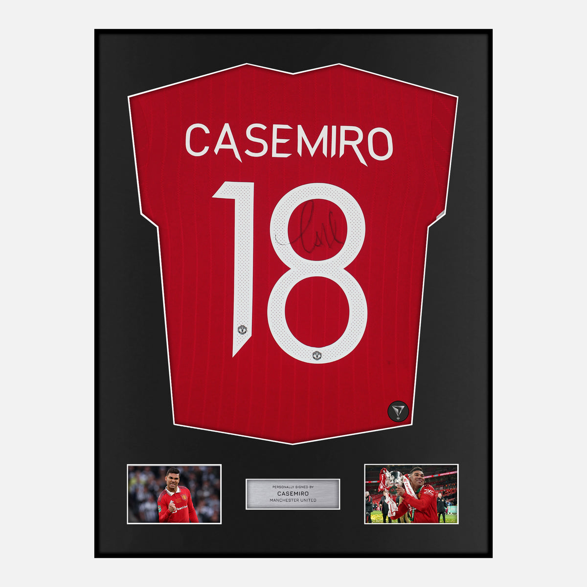 Framed Casemiro Signed Manchester United Shirt [Classic] — Classic framed Manchester United shirt signed by Casemiro | The Vault