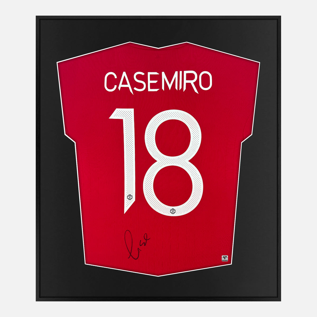 Framed Casemiro Signed Manchester United Shirt, Number 18 [Lite] — Authentic signature with NFC and COA | The Vault