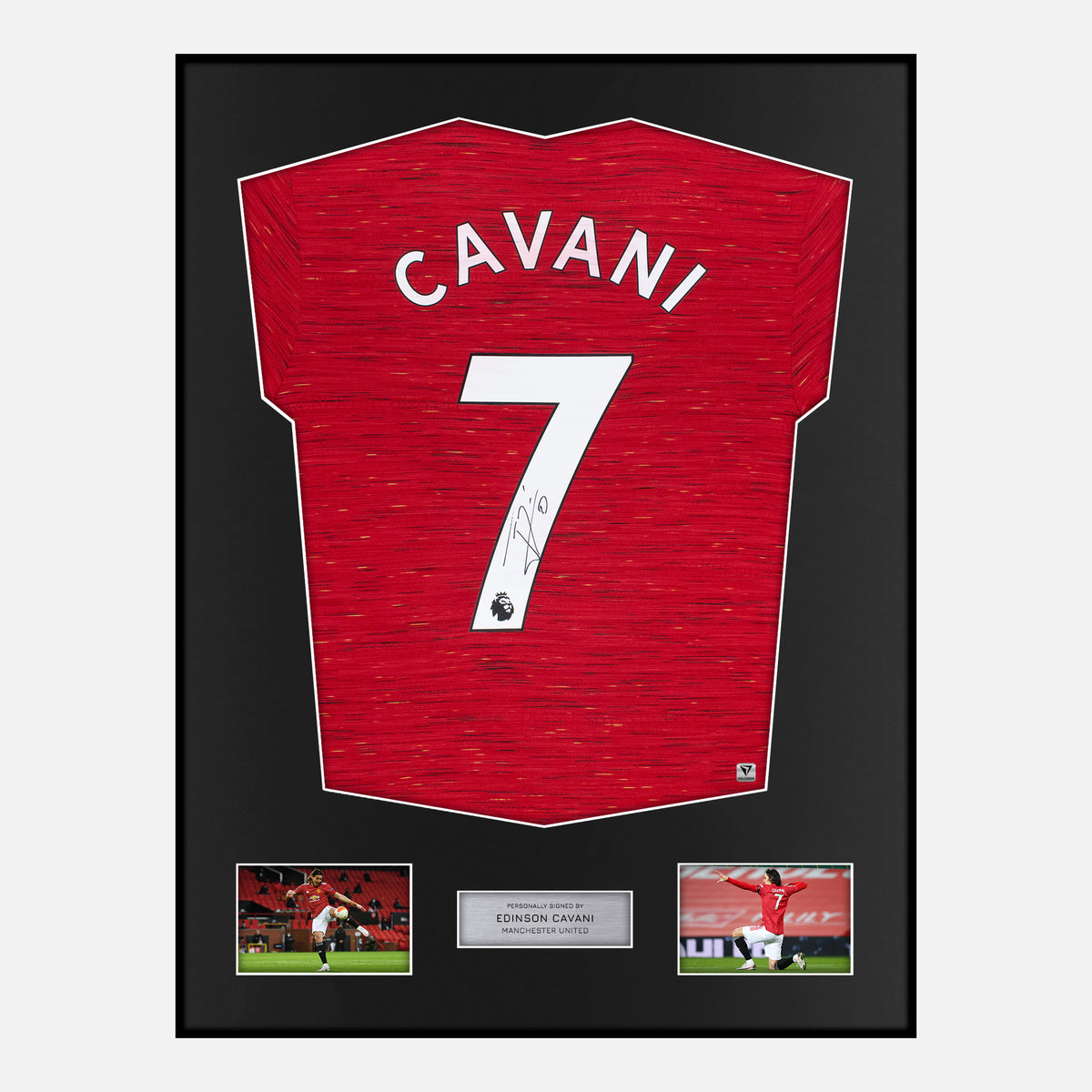Framed Edinson Cavani Signed Manchester United Shirt 2020-21 Home [Classic] — Verified autograph with NFC and certificate | The Vault