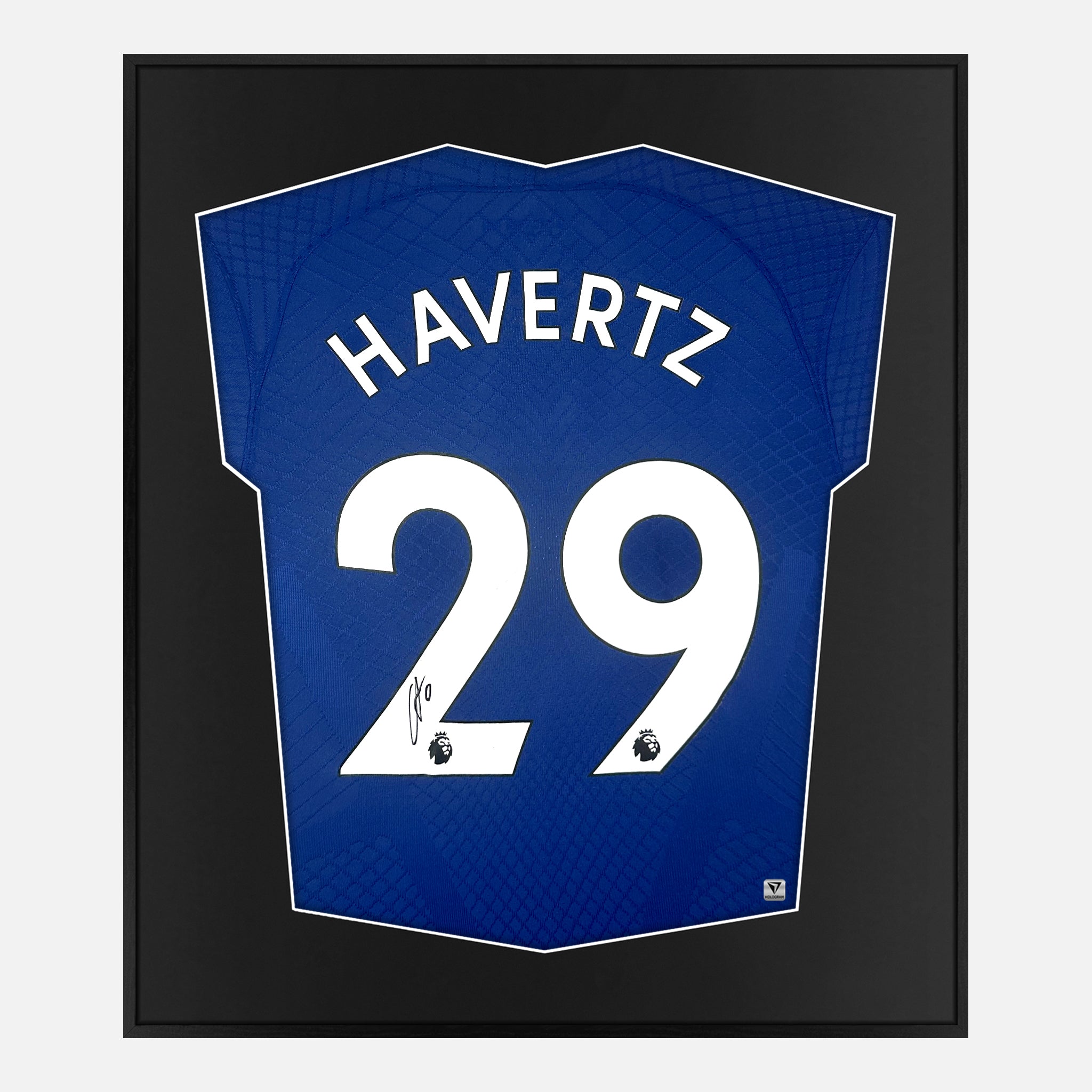 Framed Havertz Signed Chelsea Shirt, Blue Home, 29 [Mini] | The Vault