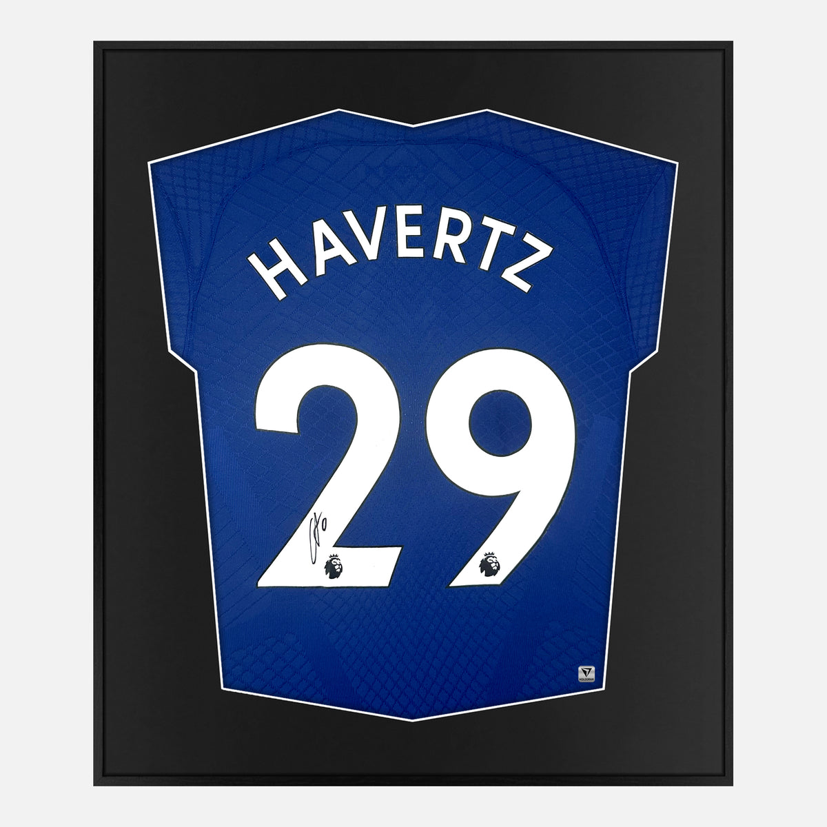 Framed Havertz Signed Chelsea Shirt, Blue Home, 29 [Lite] — Authentic signature with NFC and COA | The Vault