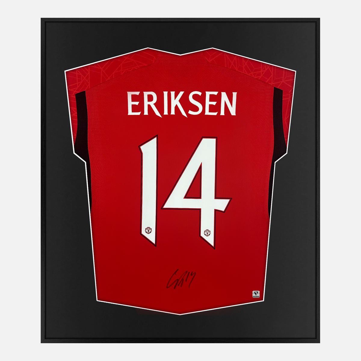 Framed Eriksen Signed Shirt, Manchester United Home [Lite] — Authentic signature with NFC and COA | The Vault
