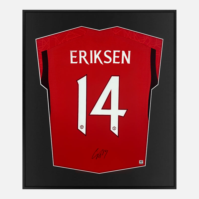 Framed Christian Eriksen Signed Manchester United Shirt Home 2023-24 [Mini]
