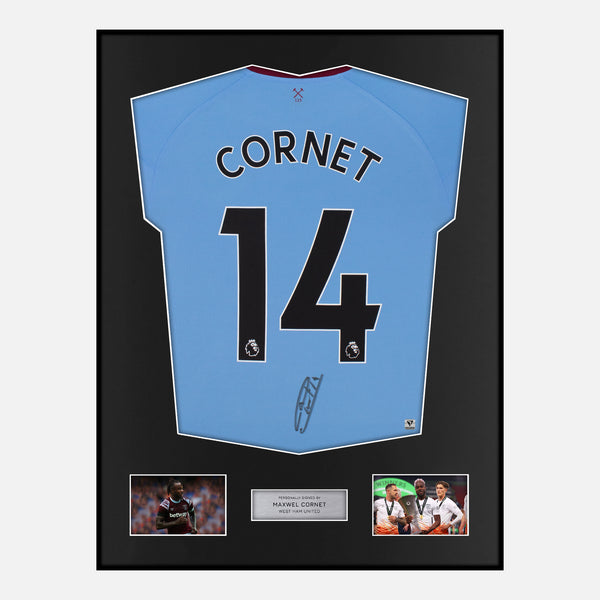 Framed Maxwel Cornet Signed West Ham United Shirt 2020-21 Away [Classic]