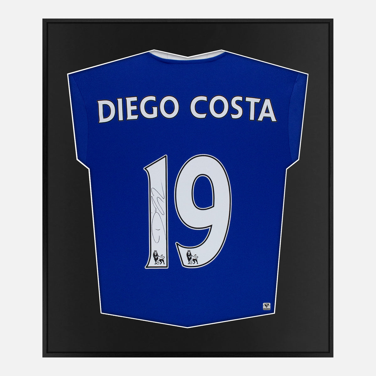 Framed Diego Costa Signed Shirt, Chelsea, Blue Home [Lite] — Authentic signature with NFC and COA | The Vault